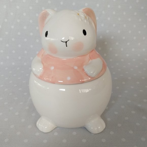 10 Strawberry Street Small Ceramic Daisy Rabbit Sugar Bowl w/Lid - Picture 1 of 7
